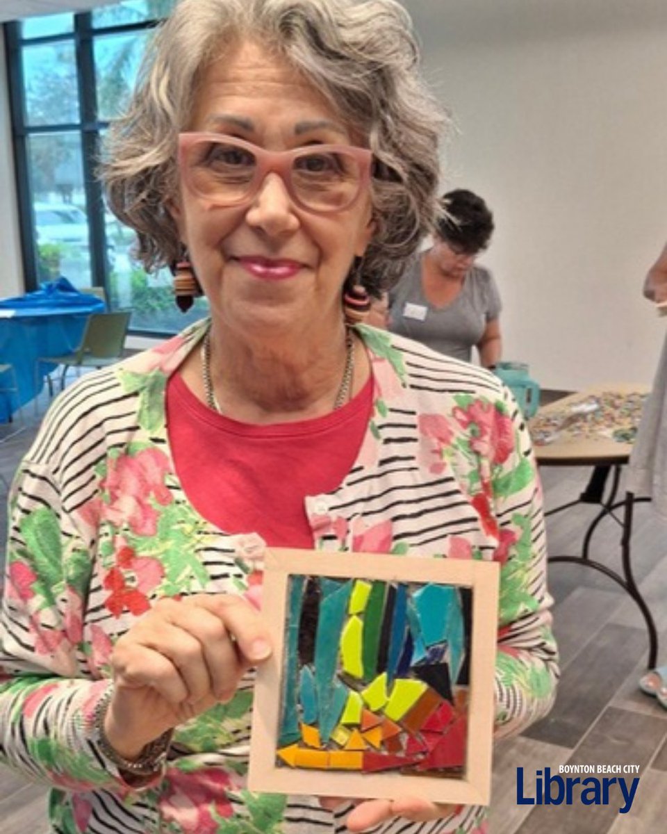BBCityLibrary's tweet photo. Making mosaic coasters with FAU Galleries! https://t.co/oIqAPGwPaZ