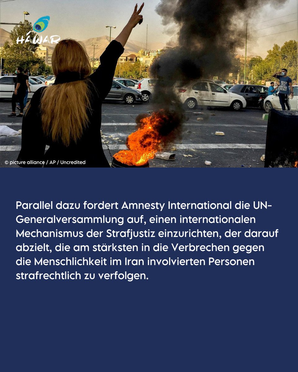 HawarHelp's tweet photo. Parallel dazu fordert Amnesty International die UN-Generalversammlung auf, einen internationalen Mechanismus der Strafjustiz einzurichten, der darauf abzielt, die am stärksten in die Verbrechen gegen die Menschlichkeit in #Iran involvierten Personen strafrechtlich zu verfolgen. https://t.co/lmpeMWIu5S