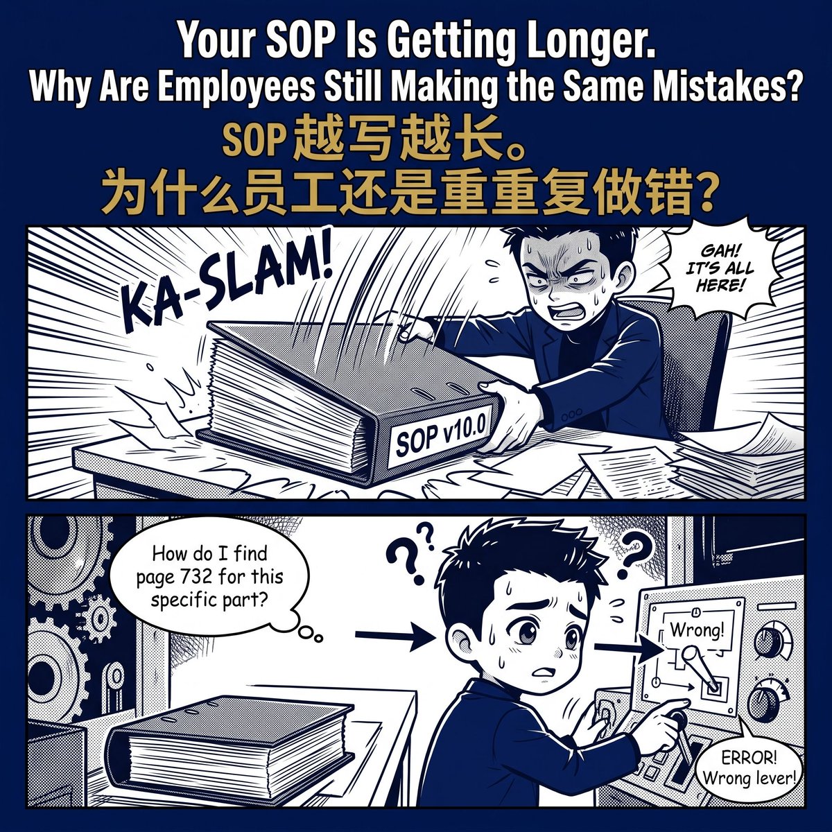 kalvingoh78's tweet photo. SOPs keep getting longer — so why do the same mistakes keep happening?

SOP 越写越长，员工为什么还老犯同样的错？

#BTA #KalvinGoh #SOP #VideoSOP #KnowledgeTransfer #人才管理 #知识传承 #员工培训 #流程管理 https://t.co/fhQGqBynYG