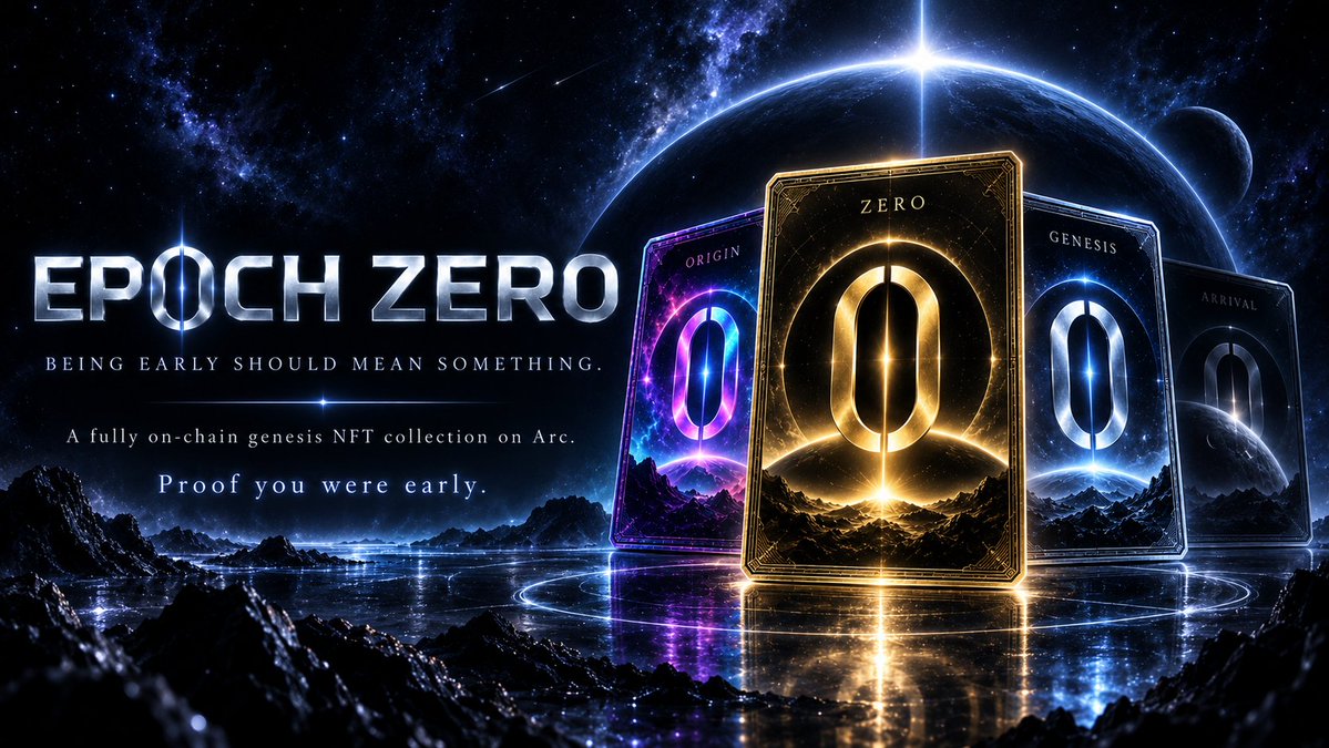 EpochZeroOnArc's tweet photo. Epoch Zero was built around one simple idea:
Being early should mean something.
Every NFT is fully on-chain, and rarity is determined by when you arrive — not by a random reveal.
#1 — ZERO
#2–100 — ORIGIN
#101–500 — GENESIS
#501–5000 — EARLY
#5001–10000 — ARRIVAL
Your token ID is your place in Arc’s early history.
And this is only the beginning.
Epoch Zero will also serve as a credential for the next phase of what we build.
Proof you were early.
https://t.co/EVuBiDDECu
@arc #Arc #EpochZero