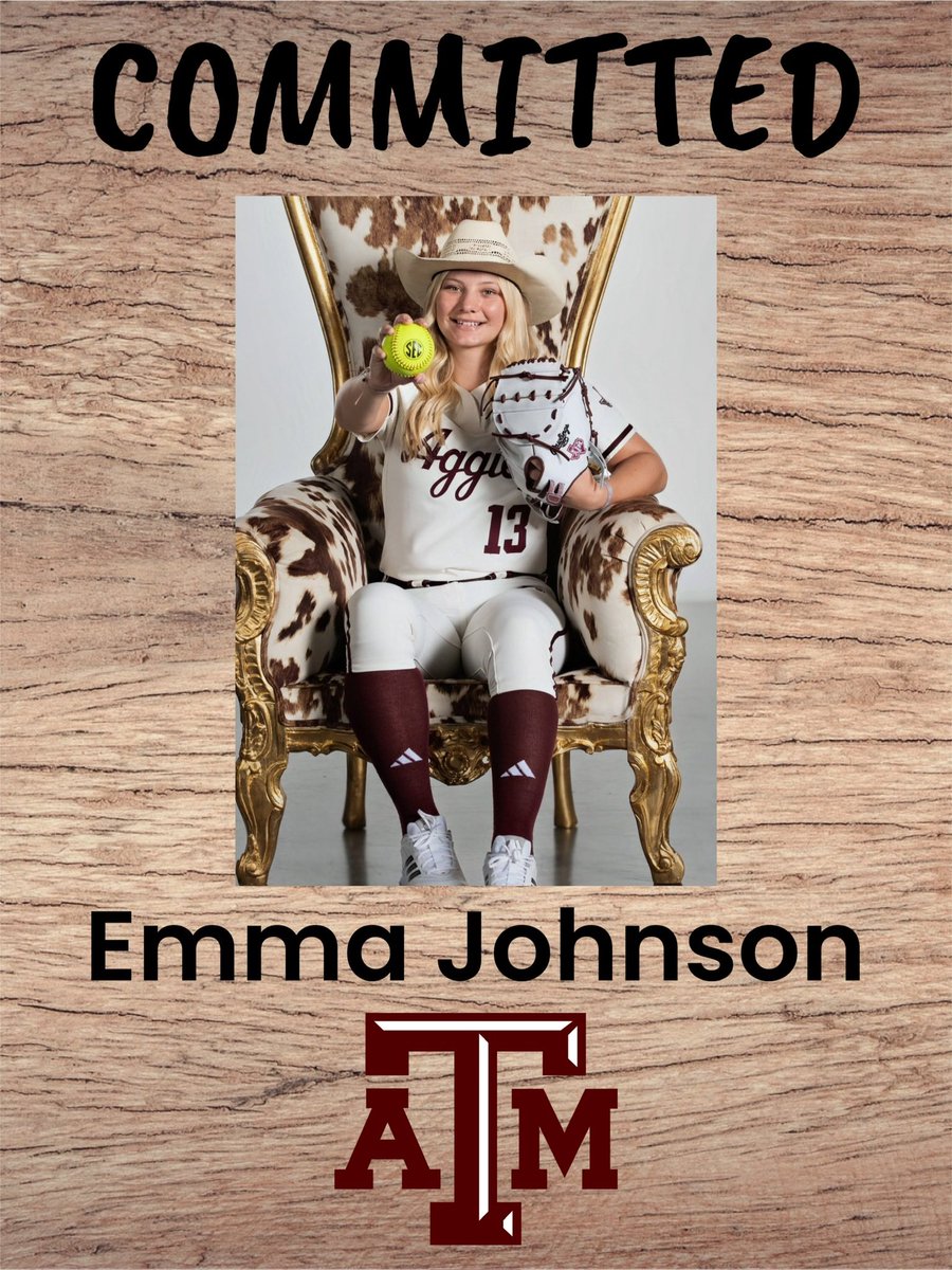 SSN_Softball's tweet photo. 2028 Catcher/First Baseman Emma Johnson has committed to Texas A&amp;M. 

Congrats @emmaj_sftbl!!! https://t.co/EPKhvf2mbX