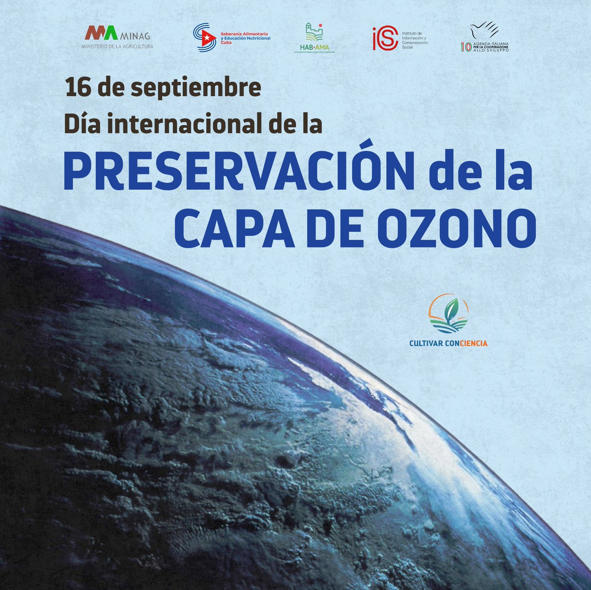 CultivaCiencia's tweet photo. El cuidado de la #CapaDeOzono es vital para proteger los ecosistemas. Su deterioro incrementa la radiación ultravioleta, afectando la fertilidad de los suelos, la productividad de los cultivos y la salud de los trabajadores del campo.  🌱🌎

#Cuba #CultivarConciencia https://t.co/gYpI9L9xT3