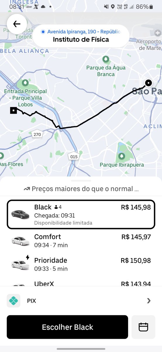 abs_jardel's tweet photo. Quando vc tem uma prova mas a linha de metrô que vc depende pra chegar na faculdade para de funcionar, os ônibus não cabem mais ninguém e o preço do uber é esse https://t.co/XdOWHWGxIo