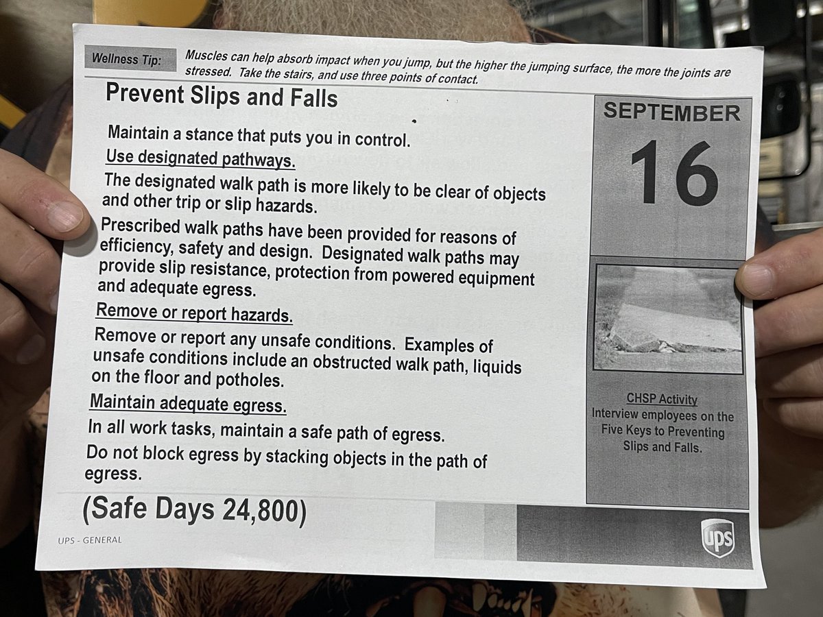 okc_preload's tweet photo. Good Wednesday #OKC #Preload James has  #PCM we’re preventing #SlipNfall injuries by
🤠Using the 5 Key
🤠Using designed walk paths 
🤠Face ladders  
🤠 taking care of ourselves 
#LetsGetIt  #UPS https://t.co/tfi2V6UfJQ