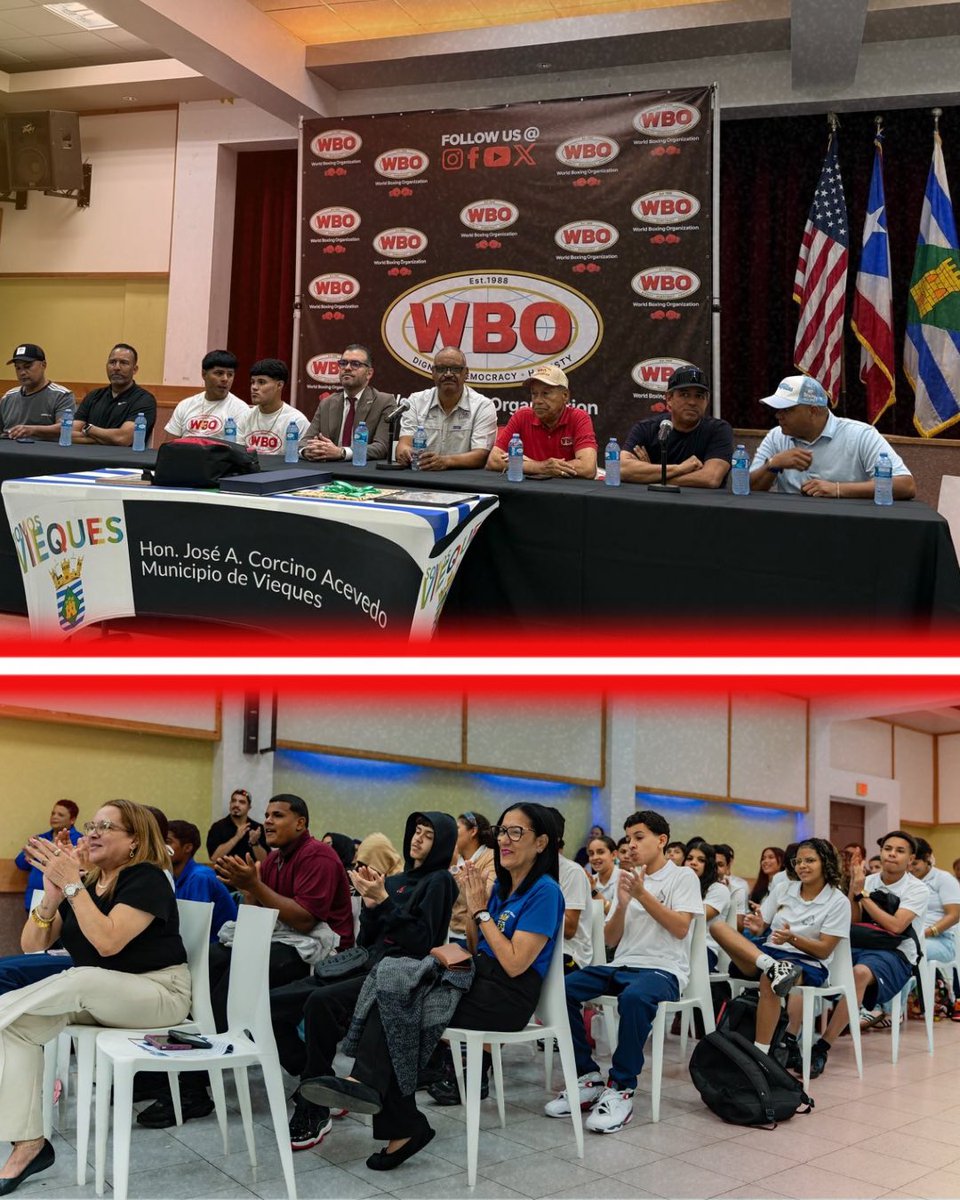 WorldBoxingOrg's tweet photo. 🥊🇵🇷 Celebrating Puerto Rico’s next generation of boxing!

The WBO joined the Municipality of Vieques for a special recognition of amateur standout Héctor Manuel Mulero López, celebrating his bronze medal at the BOXAM U19 International Tournament in La Nucía, Spain.

A meaningful day alongside students and the Vieques community, highlighting the discipline, sacrifice and talent shaping the future of our sport.

The future is in good hands. #BeltsMatter
