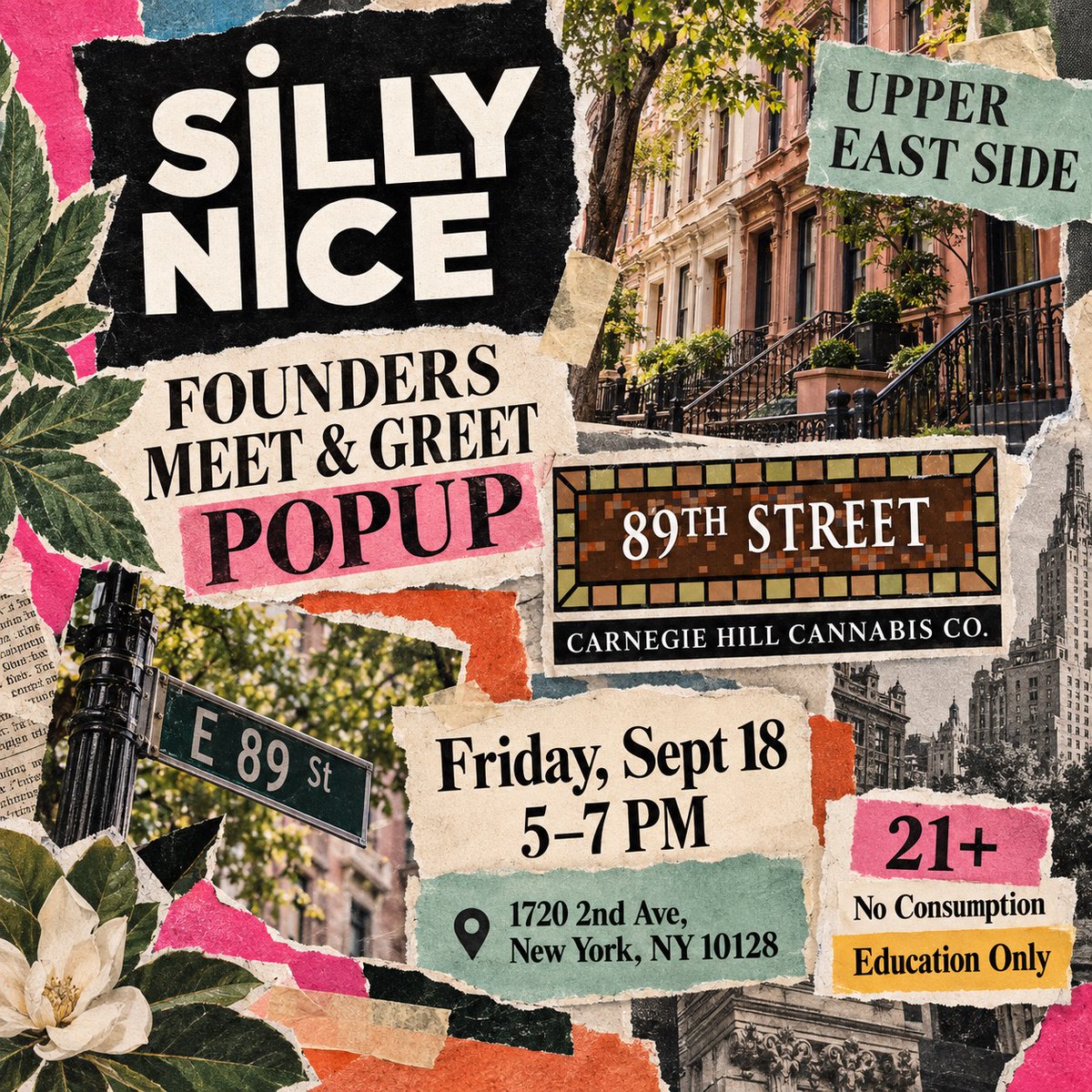 SillyNiceNYC's tweet photo. We’re heading uptown! Come say high, and talk hash, concentrates, infused flower, vapes, and New York cannabis with us.
📍 Carnegie Hill Cannabis Co.
1720 2nd Ave
New York, NY 10128
Friday, Sept. 18 | 5–7 PM
#SillyNice #CarnegieHillCannabis #UpperEastSide #Cannabis https://t.co/ZykKL3ia9N