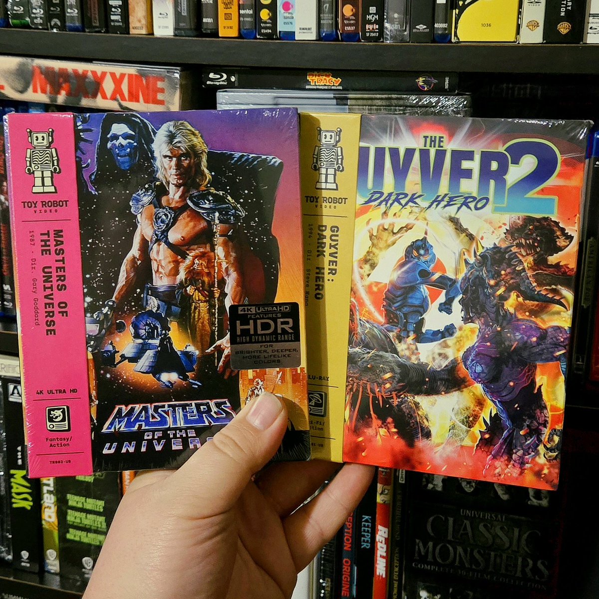 DanEvilRobot's tweet photo. Bought two movies, that just arrived in my mailbox. 'Master of the Universe' (1987) and 'The Guyver 2: Dark Hero' (1994). 🎬💿🎞 #physicalmedia #4kultrahd #4k #bluray #bluraycollection #moviecollection https://t.co/OR8fzdDM8i