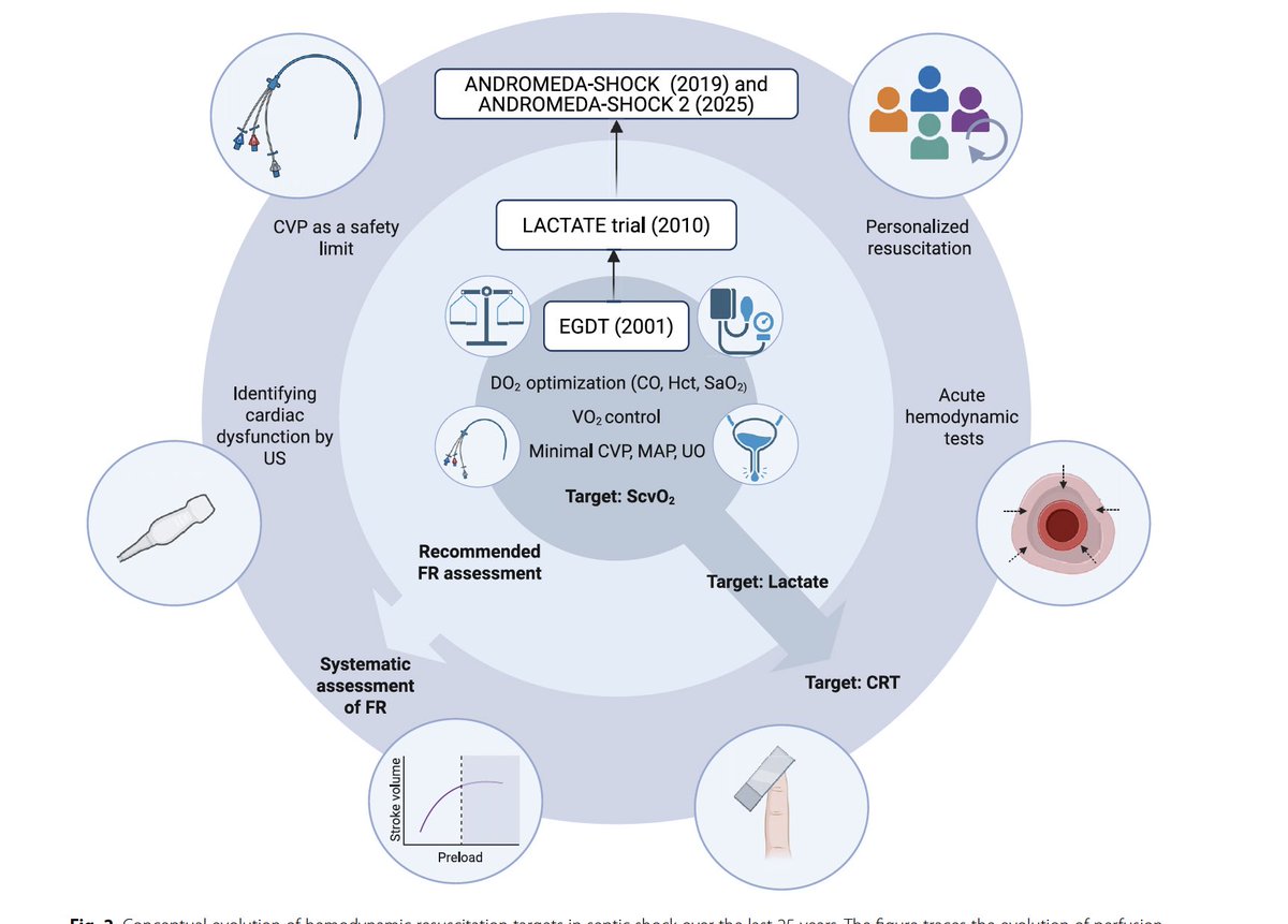AndromedaShock's tweet photo. My two preferred papers of life are “the holistic view..(COCC 2012) and the recent “25 years of septic shock resuscitation…(CCF 2026). Science, soul, heart. The first was after 15 years of research in perfusion that started with gut tonometry. The last one “what have we learnt!” https://t.co/g922YC2URT