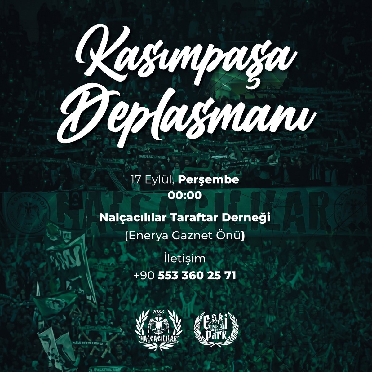 eskiparkk's tweet photo. DEPLASMAN ORGANİZASYONU !

17 Eylül Perşembe 00:00
Nalçacılılar Taraftar Derneği

05533602571 https://t.co/C67nwUHB1U