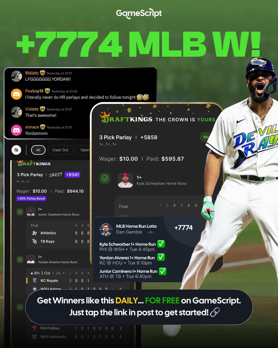 HarryLockPicks's tweet photo. 🤯💰 SO MANY WINNERS ON GAMESCRIPT!

Join here for FREE 👉🏼 https://t.co/ofYcjGWKqU

Soccer W's everywhere, a +7774 MLB Home Run Parlay and even more...

Seriously, if you're not on here now for the NFL, Soccer and still smacking MLB tickets, what are you even doing? 🤷🏼‍♂️ https://t.co/F6nyj2KCtK