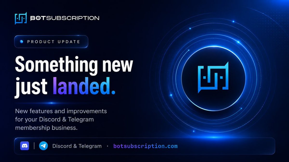 BotSubHQ's tweet photo. 🚀 A new BotSubscription update is live!
The biggest addition this time is Telegram Auto Broadcast — choose one of your registered Telegram channels and an audience, and new posts from that channel can automatically be sent through BotSubscription's broadcast system.
We also improved the checkout experience so completed Telegram payments are confirmed more cleanly and old Pay/QR controls don't linger, strengthened recovery for interrupted AI support replies, and made project API errors easier for integrations to interpret.
Plus plenty of reliability improvements across renewals, payments, billing, Telegram, Discord, and background processing.
Read the full changelog:
https://t.co/3Kh5jJxWY3