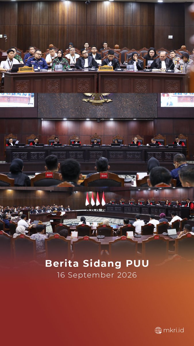 officialMKRI's tweet photo. Akses berita sidang Pengujian Undang-Undang pada Selasa (15/9) melalui tautan berikut: https://t.co/R5flEV7c1d
#MengawalKonstitusi
#salaMKonstitusi
#MKRI https://t.co/kgVXphhhHM