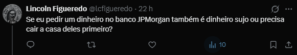 PaulinhoPavesi's tweet photo. Eis o problema. O Bolsonarista faz exatamente o que fez o Alexandre de Moraes ontem. A falsa equiparação.

Flavio não pediu um empréstimo ao JPMorgan, como todo cidadão comum faz, provando que pode pagar. Ele ligou para o dono do banco. Você não vai ao banco e chama o gerente de, "meu irmão" e nem diz que "estamos juntos para sempre". 

Você não recebe milhões de um banqueiro, dizendo apenas que quer fazer um filme, sem apresentar garantias. 

Não meu amiguinho. Não funciona assim. Só na cabeça de um povo corrupto que adora corruptos. Vive gritando que quer justiça, mas age da mesma forma que os bandidos.