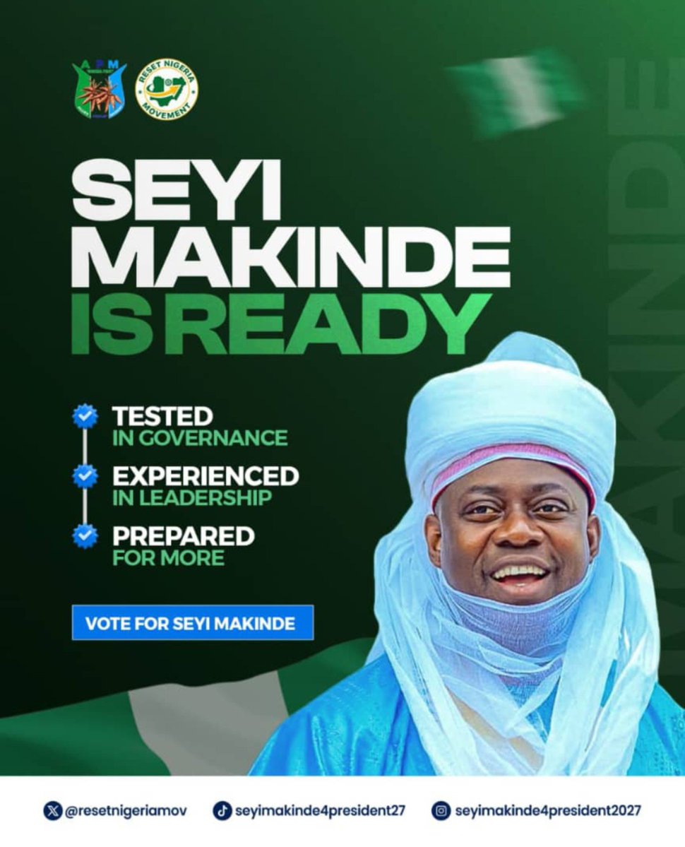 The_Ilaija's tweet photo. @HonestNarrativ Seyi Makinde is the best candidate on the ballot. 

He's ready to RESET NIGERIA 🇳🇬

#Voteseyimakinde4president
#Resetnigeria2027
#ResetNigeria
#MakindeForPresident 
#GovernanceThatWorks 
#FromOyoToNigeria
#APM
#NigerianFirst https://t.co/CU68epY6sl