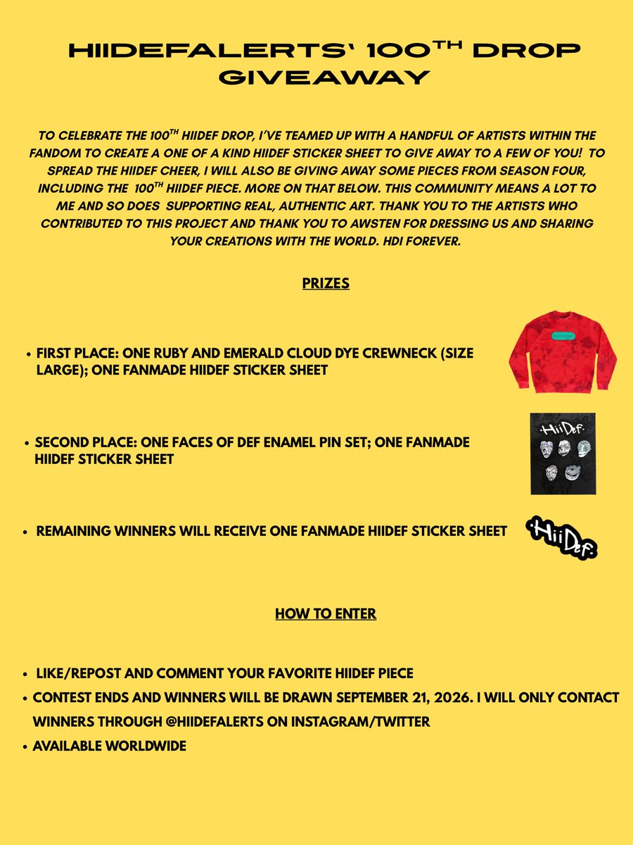 hiidefalerts's tweet photo. 100TH HIIDEF DROP GIVEAWAY! 

I’m celebrating this milestone by giving away fanmade sticker sheets as well as a few extras. Read for details. Huge thank you to @dead_doubt @HIIDEF_GEOFF @vhsparx @burberryhat and @cloudy0circus for their contributions to this project ♥️ https://t.co/GbsInFs0Pm