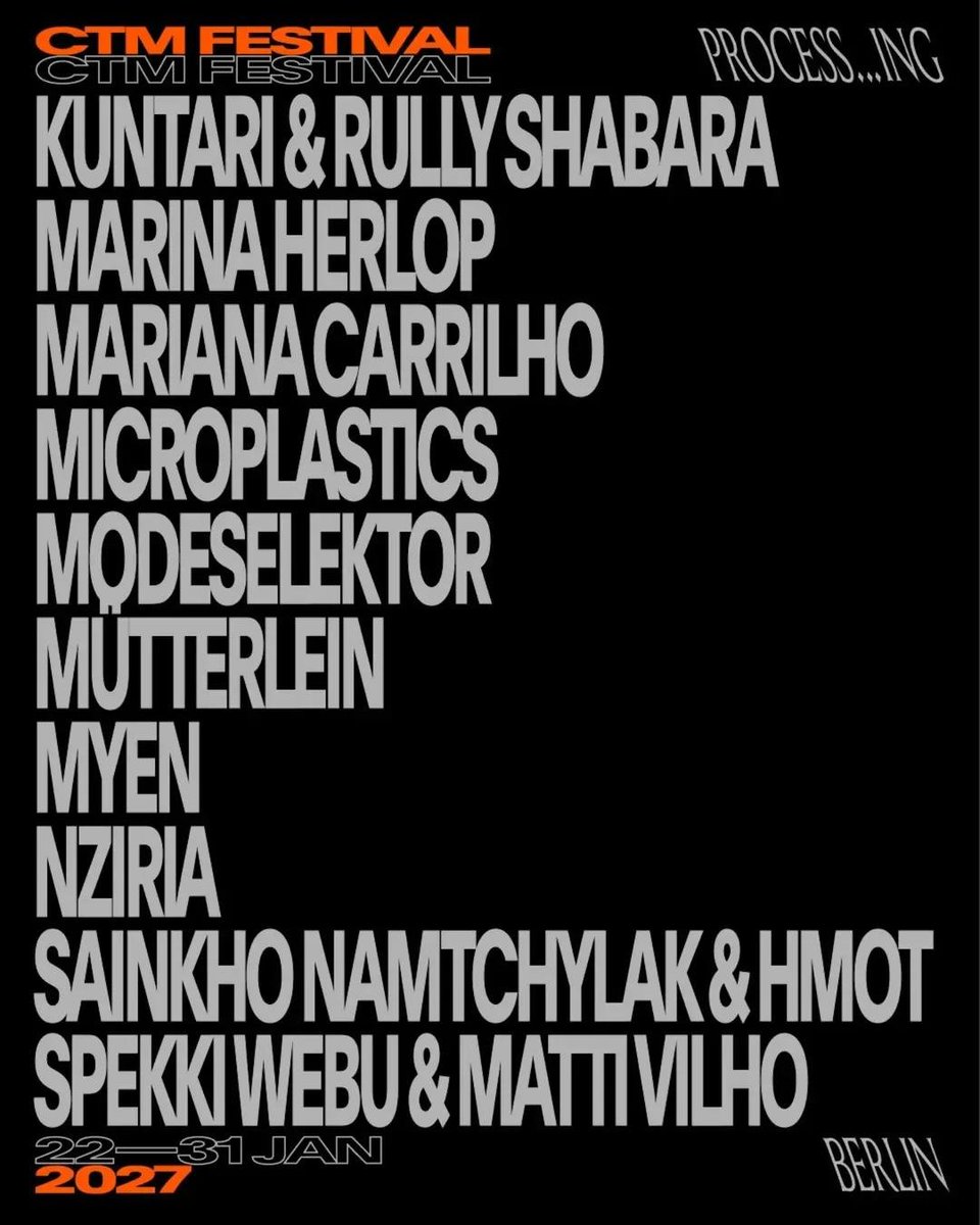 opiumhum's tweet photo. Insanely excited to announce the first names for the upcoming 2027 edition of @ctmfestival - my 15th as one of the curators!

All Infos and discounted festival passes can be found below!

https://t.co/9M1EpxuM6R https://t.co/GvmEIAX91M