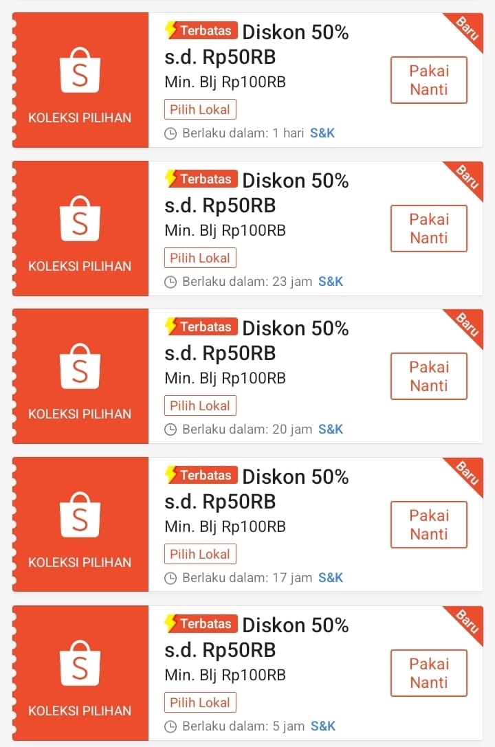 Domensy's tweet photo. Voucher shopee hari belanja lokal 
⏰ 00.00 WIB

Diskon 50% s/d 50rb
https://t.co/tJRrEd35Gj

Ada 5 kali sesi, mulai tengah malam ini https://t.co/h4q3R8FdBP