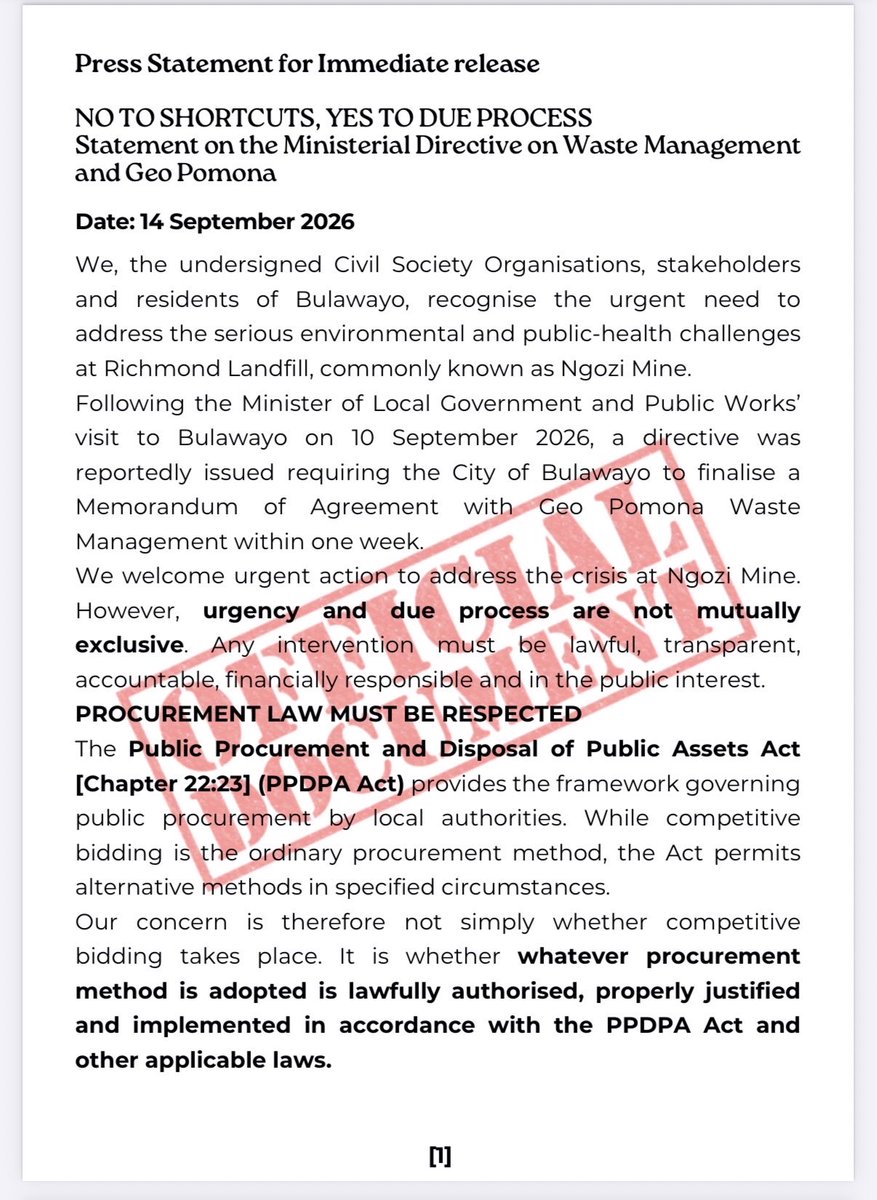 DavidColtart's tweet photo. #1 Please read this statement issued by Civic Organizations in Bulawayo. https://t.co/fu9xfX7XBU