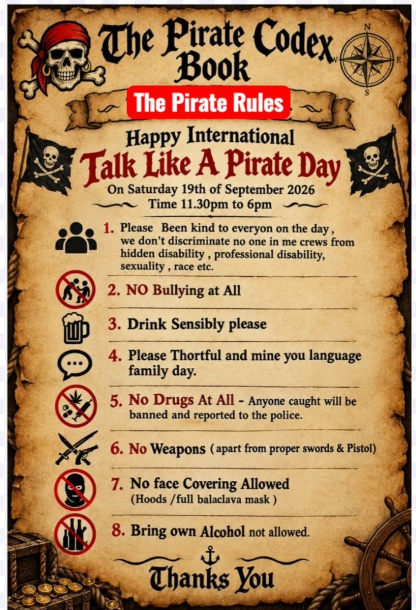 CrazyDisguise's tweet photo. #crazycaptain #reallifepirates #meetupday #Talklikeapirateday #talklikeapirateday2026 #Hastingsbeach #hastingspier #Hastings #pirateentertainment #pirateuk #Pirateforhire #internationaltalklikeapirateday2026 #internationaltalklikeapirateday #piratesofthecaribbean https://t.co/j9xqBZBS9W