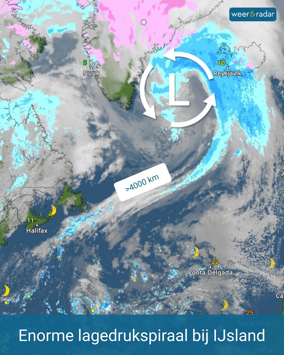 weerenradar_be's tweet photo. Op de Atlantische Oceaan heeft zich een krachtig lagedrukgebied met een meer dan 4000 kilometer lang weerfront ontwikkeld. Lees meer: https://t.co/hCUb1bbA7G
#weernieuws #weerbericht #lagedrukgebied #weerfront #hetweer https://t.co/eOXGaVObu6