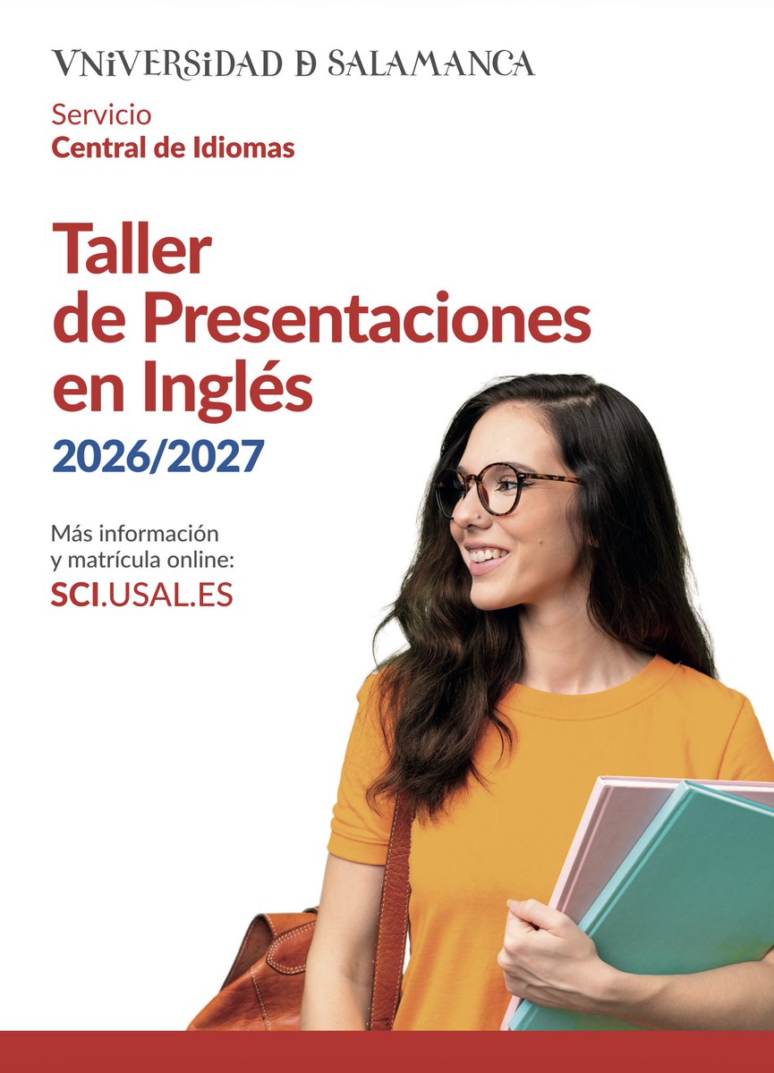 usal's tweet photo. ¿Quieres defender tus trabajos, proyectos o investigaciones en inglés con total confianza? 🎤🇬🇧
 
Aprende a captar la atención de tu audiencia con el Taller de Presentaciones en Inglés del Servicio Central de Idiomas @sciusal.
 
Curso presencial de 40 horas con un enfoque 100 % práctico y grupos reducidos dirigido a toda la comunidad de la USAL y Alumni USAL.

🗓️ Octubre 2026 - febrero 2027
🎓 Incluye certificado de aptitud

Más información ℹ️️ https://t.co/JsQQW30sVx