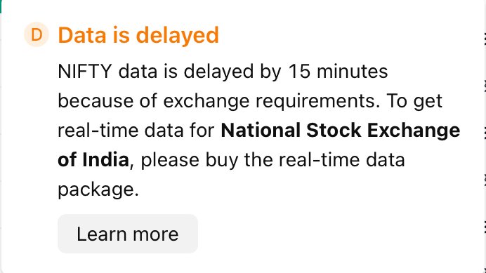 Rohit_Official_'s tweet photo. #TradingView is now showing 15-minute Delayed data for NSE due to Exchange data Requirements
And this isn’t just about NIFTY It's for all:
👉 All NSE Stocks
👉 All NSE Indices
BSE already had this issue
Now NSE is joining the party
#NSE  is also acting like Government

Worst Step https://t.co/HfJJL8R2fT