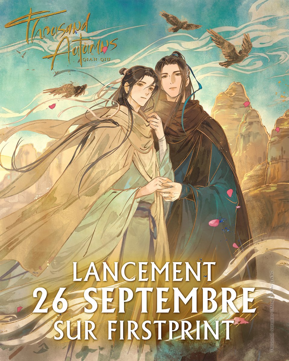 Komogi_Edition's tweet photo. J-10...

Reveal de l'illustration de la jaquette du tome 3, exclusive à la campagne Firstprint, réalisée par Ruthie.

Lancement de l'ultime campagne de Thousand Autumns le 26 septembre sur Firstprint. https://t.co/Se2J4XPrDq
