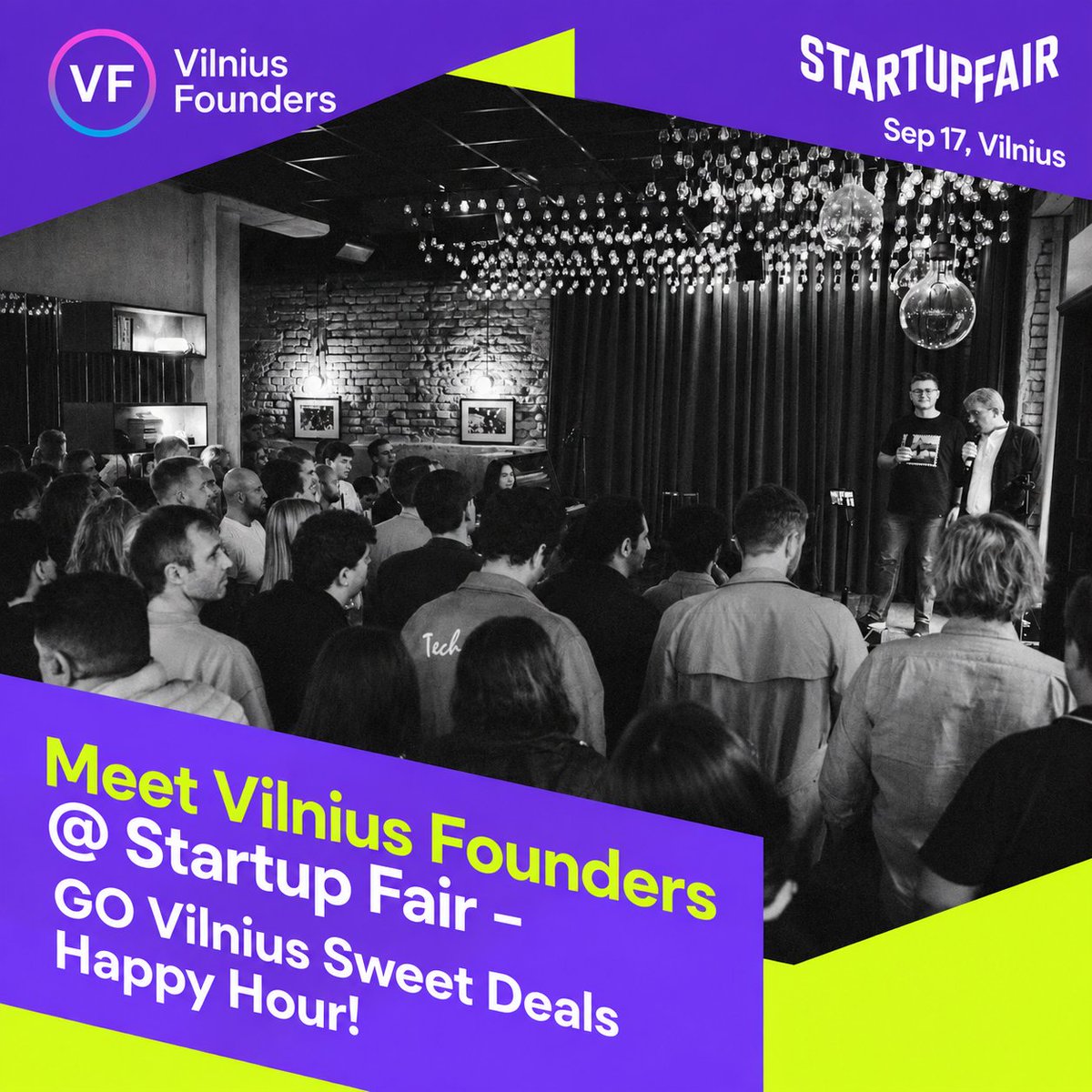 VilniusFounders's tweet photo. 🚀 Meet Vilnius Founders @ Startup Fair! https://t.co/LzFBnEsLQB 

🍰 13:00 — Go Vilnius Sweet Deals Happy Hour
📍 Go Vilnius booth near Startup Village, LITEXPO

#GOVilnius is inviting the #VilniusFounders community to join them at their booth! Skip the boring coffee break — come for something sweet, something useful, and possibly your best connection of the day. ☕🍰 Meet fellow founders, investors, and friends from across the startup ecosystem.

🎙️ 15:00–15:30 — Founders pyramid of needs: funding, talent, regulation
📍 Podcast Studio, LITEXPO

Edmundas Balčikonis, Founder of Vilnius Founders & Such Much AI, will moderate a conversation with Sakari Pihlava, General Partner at Vendep Capital, and Karolina Urbonaitė, Head of Startup Lithuania, on what founders actually need to grow - capital, talent, stronger communities, or better public support and funding.

🎟️ #Vilnius #Founders community gets 15% off Startup Fair tickets! Use code VilniusFounders_15 at checkout: https://t.co/9kns5FCWJc

See you tomorrow at Startup Fair! 🚀