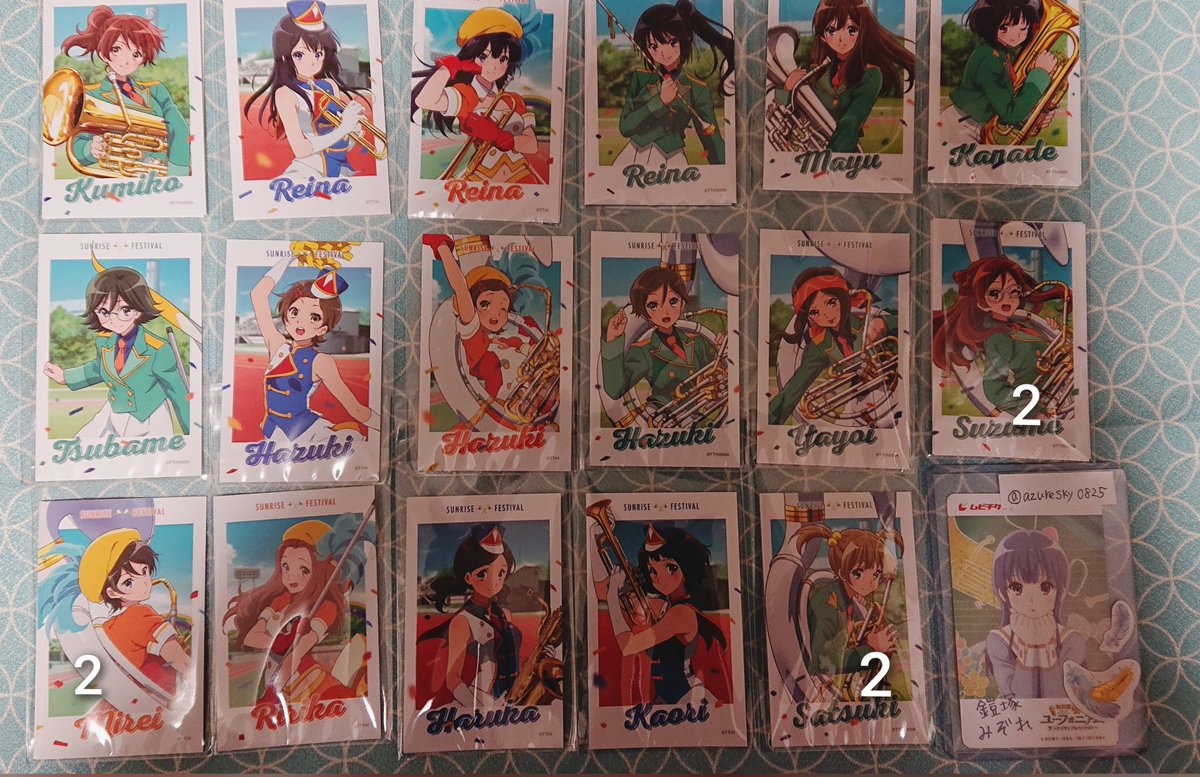 azuresky0825's tweet photo. 【交換】　響け!ユーフォニアム
ブロマイド　コレクション　サンフェス

【譲】画像1

【求】画像2♥

久美子 麗奈 奏はみぞれ 夏紀 奏との交換優先。
郵送での交換希望です。 https://t.co/4HAqitblng