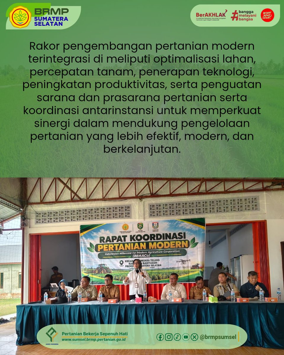 brmpsumsel's tweet photo. Rakor Pertanian Modern Terintegrasi, Perkuat Sinergi Pengembangan Pertanian di Muara Telang

Baca berita selengkapnya di link :
https://t.co/2SaxK6Wquu

#BRMPSumsel #rakor #swasembadapangan #PertanianModern https://t.co/O2dGdfcibB