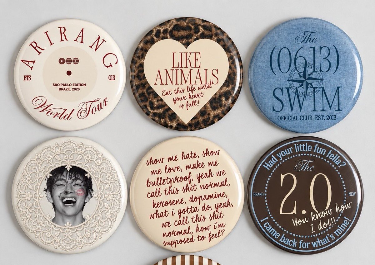 yanteshop's tweet photo. esqueci de comentar que começamos a criar os nossos freebies para o show, essa é uma simulação de como vai ficar aproximadamente os nossos buttons 🥹 https://t.co/KrLO2MRV9J