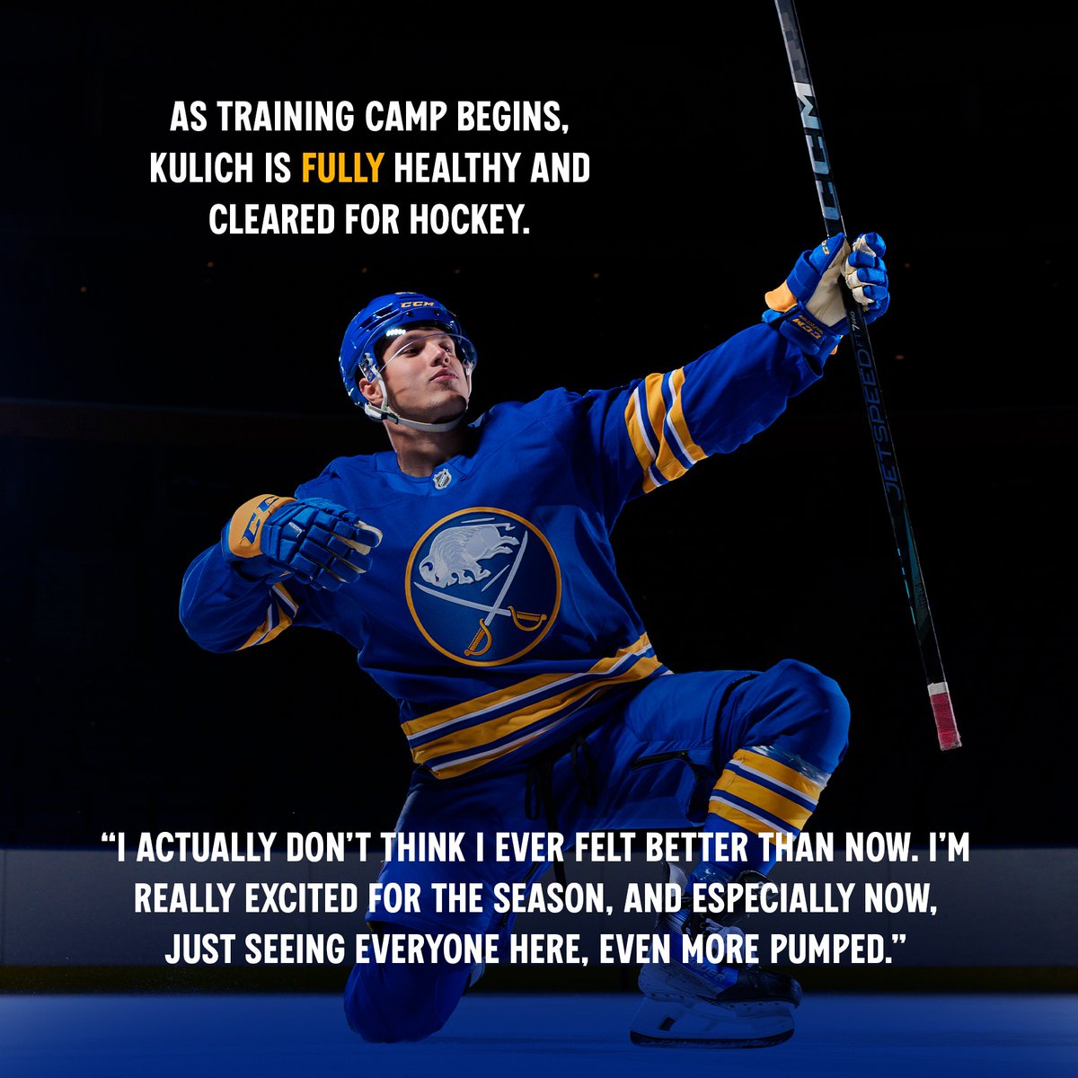 BuffaloSabres's tweet photo. Last year, a blood clot ended Jiri Kulich’s season. 

What followed was a journey filled with doubt and fear about his future.

Now, fully healthy and cleared to play hockey again, Jiri pulls back the curtain on his recovery. Read his full story → https://t.co/DamJfsDm6z