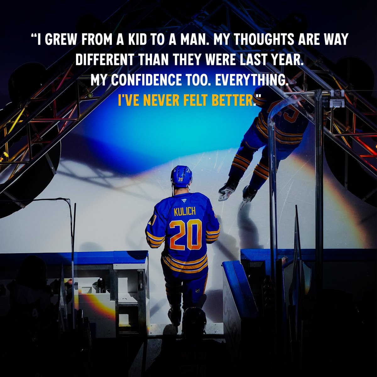 BuffaloSabres's tweet photo. Last year, a blood clot ended Jiri Kulich’s season. 

What followed was a journey filled with doubt and fear about his future.

Now, fully healthy and cleared to play hockey again, Jiri pulls back the curtain on his recovery. Read his full story → https://t.co/DamJfsDm6z