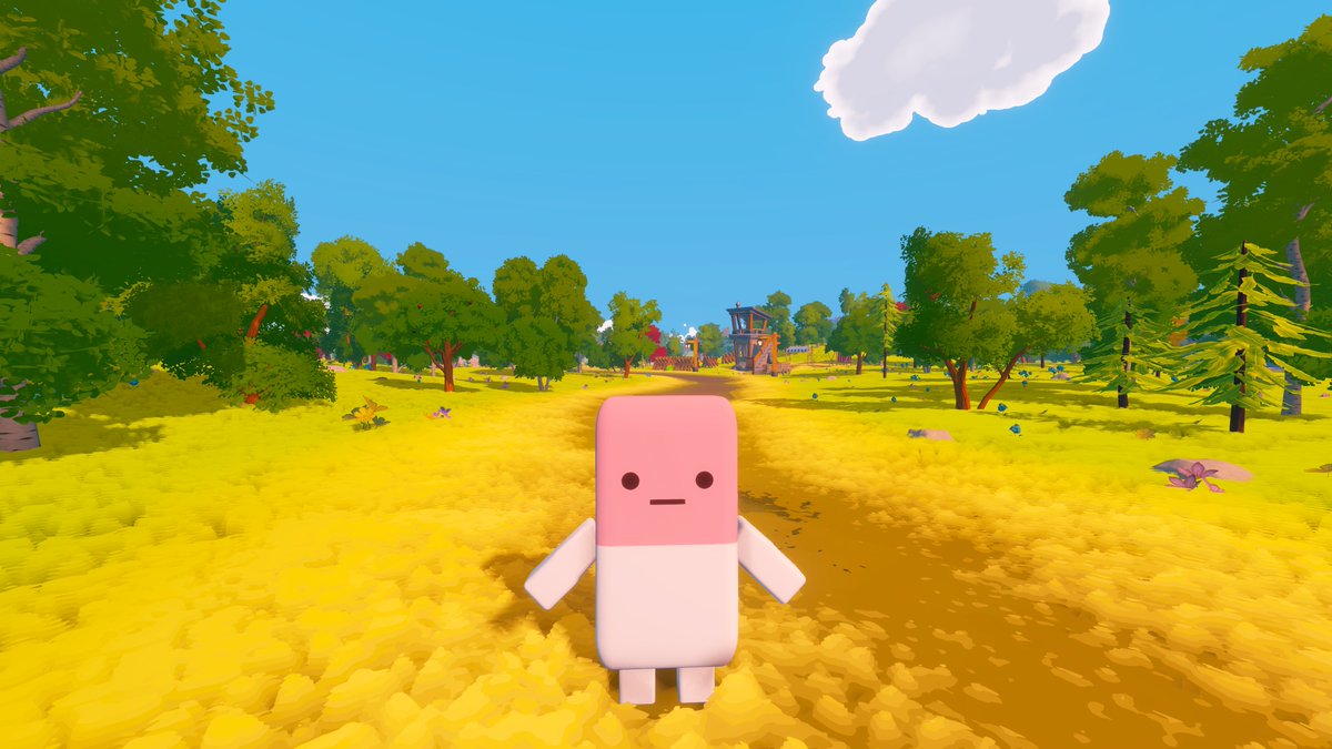 eraisergame's tweet photo. Big graphics update today. Reworked the grass, redid the lighting, cleaned up the color palette across the whole island.

Same world, just easier to stand around in now.

#indiedev #gamedev #cozygames https://t.co/19ovi1sNLG