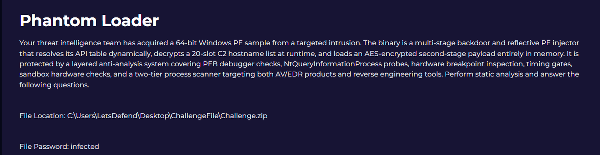 0xAshvin's tweet photo. Another one from @LetsDefendIO    🔍

Took apart Phantom Loader in Ghidra — C2, anti-debugging, sandbox checks, process hunting &amp; fingerprinting.

Found some interesting stuff along the way.

🔗 Full write-up: [https://t.co/vjgW97vUwr]

#LetsDefend #MalwareAnalysis #Ghidra https://t.co/rFNYNFHO9s