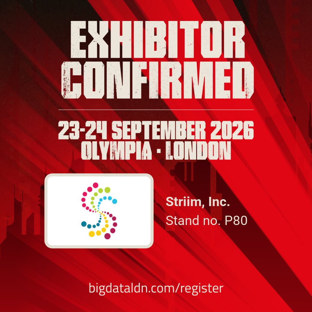 BigData_LDN's tweet photo. Another leading organisation joins the #BigDataLDN 2026 show floor. Meet our Platinum Sponsor, @striimteam 

🎟️ Secure your pass now and discover the technologies and expertise waiting at Big Data LDN: https://t.co/UStgqUrg6D

#MachineLearning #CloudData #DataAnalytics https://t.co/3rAgrYVh3I