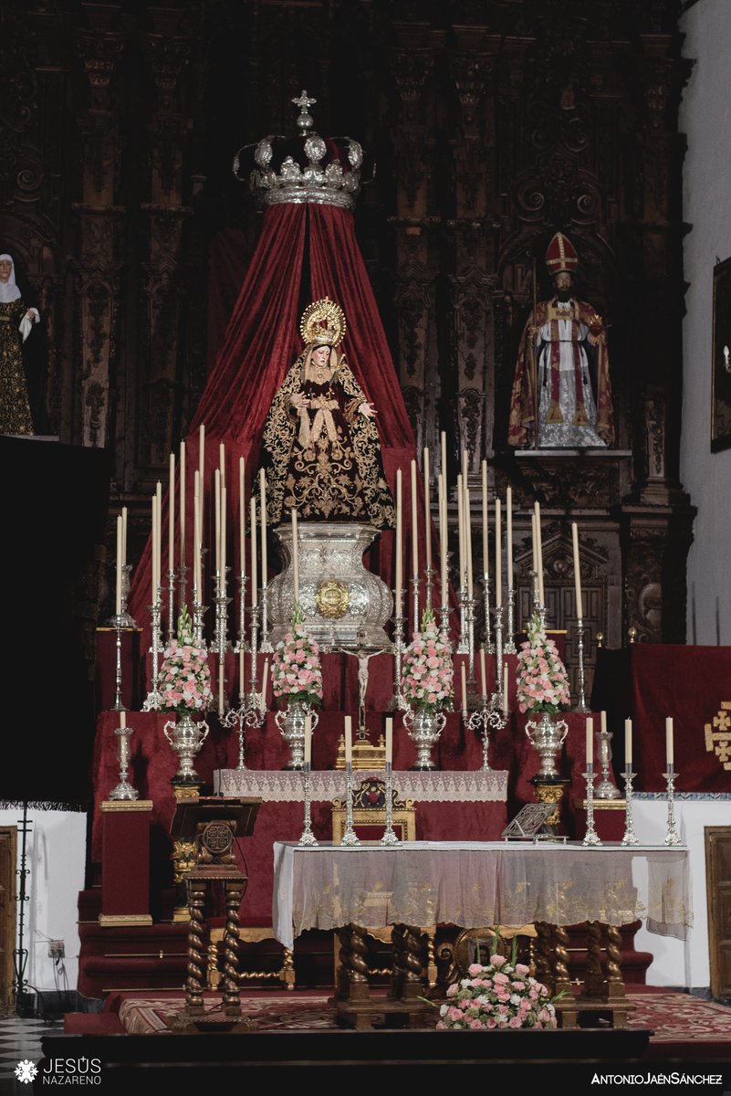 NazarenodeArcos's tweet photo. CULTOS | Tras varios días de trabajo, en la jornada de ayer quedó finalizado el Altar del Solemne Triduo en honor de María Santísima del Mayor Dolor y Traspaso, dispuesto en nuestra Iglesia Conventual de San Agustín para la celebración de estos solemnes cultos. https://t.co/9l5MTuZLOr