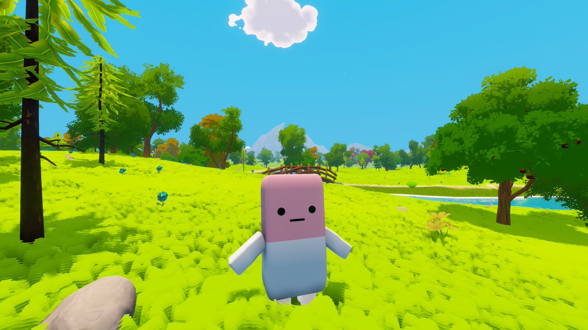 eraisergame's tweet photo. Big graphics update today. Reworked the grass, redid the lighting, cleaned up the color palette across the whole island.

Same world, just easier to stand around in now.

#indiedev #gamedev #cozygames https://t.co/19ovi1sNLG