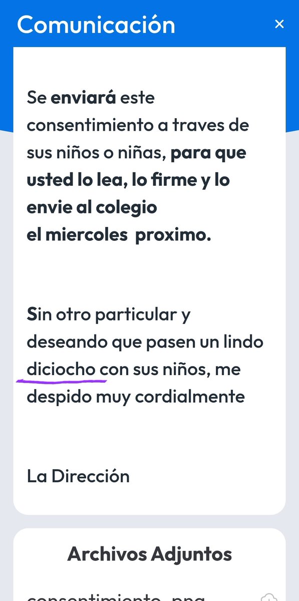 cuarentasei's tweet photo. Si la directora del colegio manda un comunicado con errores, qué queda para los niños? https://t.co/Y2CUyLDx0R