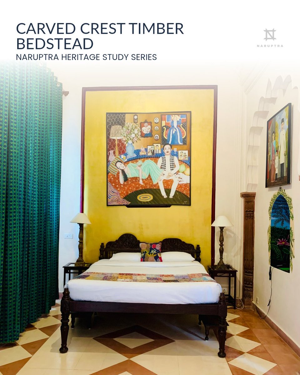 naruptra's tweet photo. Carved timber bedstead featuring an ornate headboard crest, turned corner posts, and layered folk textiles. Symmetrically staged to anchor modern heritage bedroom suites.
​
​#Naruptra #CarvedBedstead #TimberBed #InteriorDesign #SpatialDesign https://t.co/pAIFzgH4qG