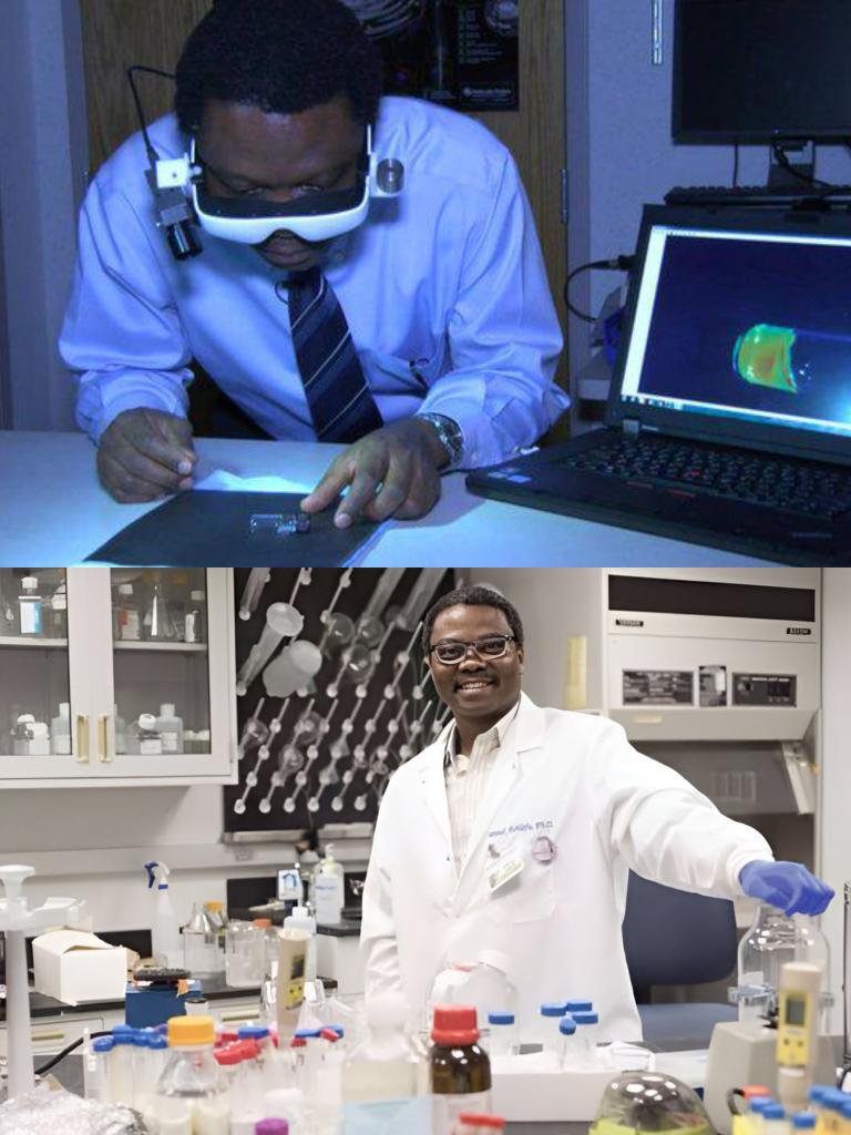 AfricaFirsts's tweet photo. Nigeria's 🇳🇬 Professor Doctor Samuel Achilefu invented infrared goggles that help doctors detect cancer cells during surgery.

The goggles ensure no tumor cells are left behind, glowing blue when cancer is found.

He holds 59 patents in the United States of America. https://t.co/C2erlYRtK9