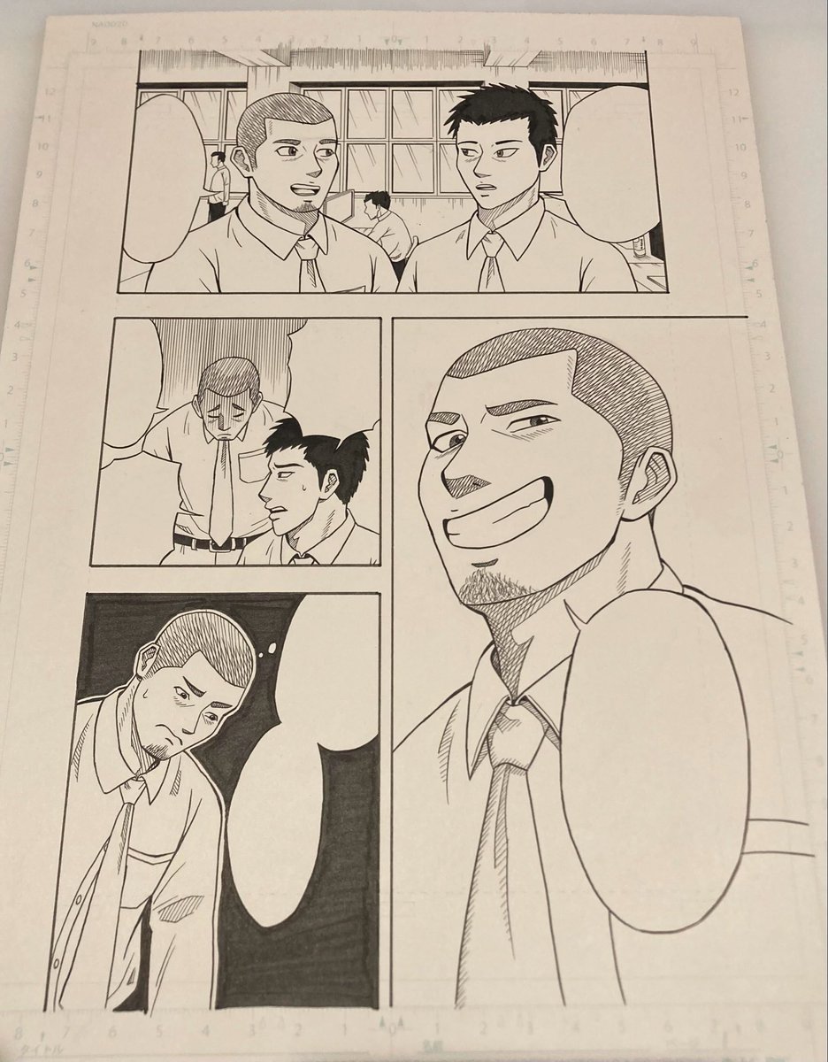 mangabozu's tweet photo. アナログ漫画のベタ入れと背景できたー！
もう少し細かい調整とトーン貼りで1ページ完成！ https://t.co/HcZ8l11hnS