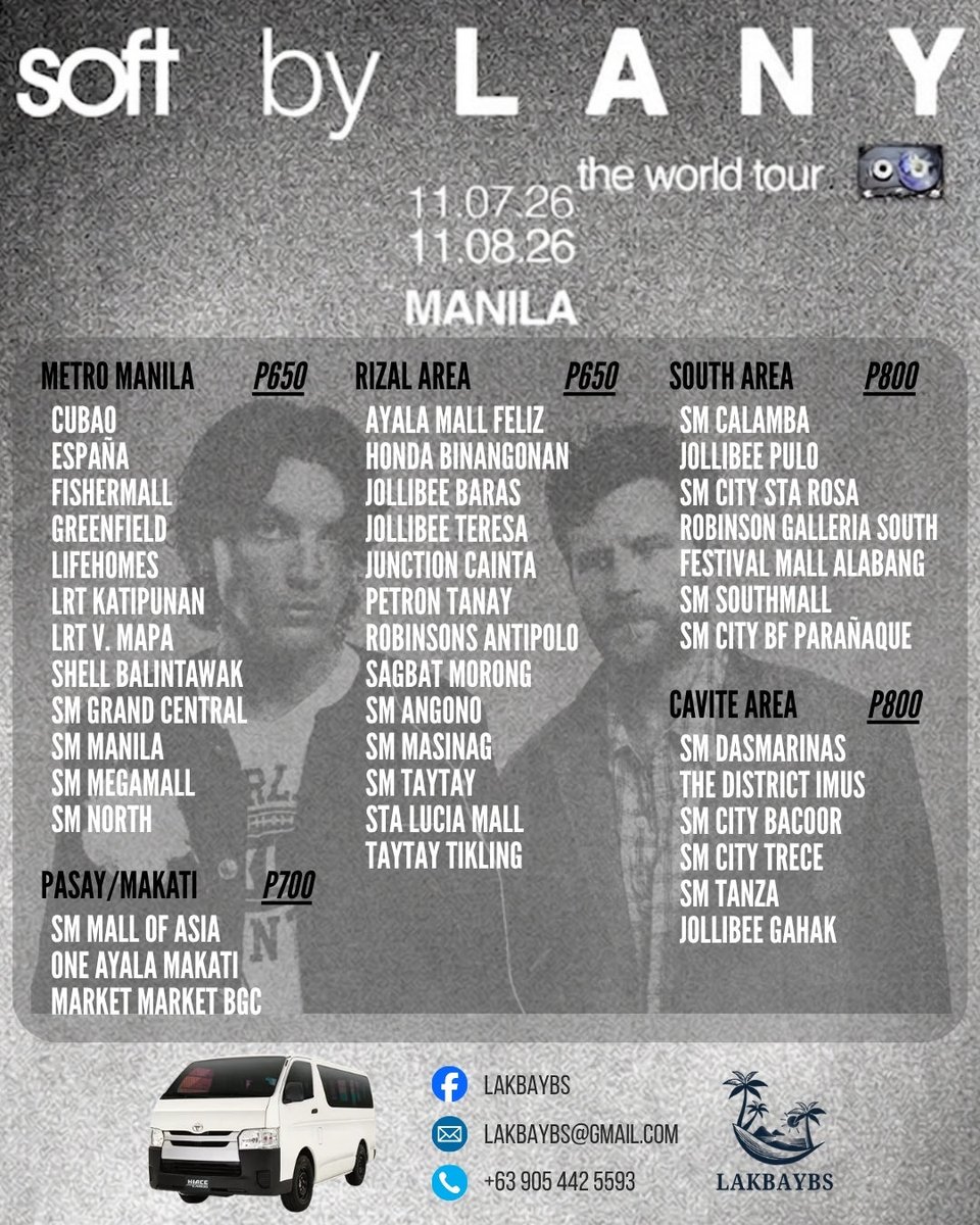 rawgzn's tweet photo. 🎶 CONCERT SZN IS UPON US 🎶

Lakbaybs Carpool — this season’s lineup:

Soft by LANY — November 7 &amp; 8
MCR  South East Asia 2026 Tour — November 14
HARANA Music Festival — November 28
BTS World Tour Arirang — March 13, 14 &amp; 16
Bruno Mars The Romantic Tour — May 15, 16 &amp; 18 https://t.co/OhNtkaQkEk