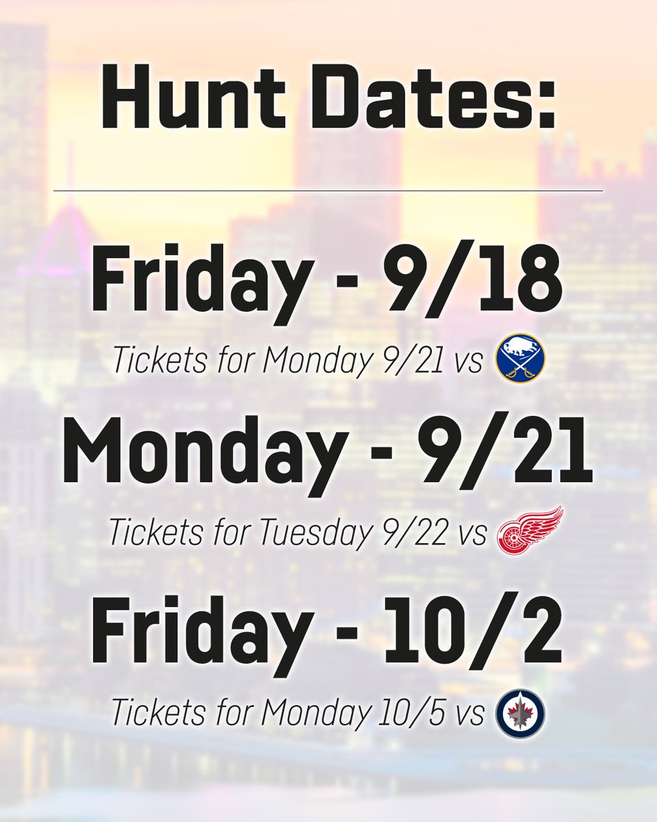 PensGear's tweet photo. The hunt begins THIS FRIDAY! 🚨
Three hunts. Three locations. Three chances to track us down and win BIG.
The PensGear Pittsburgh Scavenger Hunt kicks off September 18! We’ll be heading to a different location around the city for each hunt and dropping clues throughout the day on our social channels. Follow the clues, find us, and you could walk away with Pens tickets, premium Penguins gear and more!
📍 Friday, September 18
📍 Monday, September 21
📍 Friday, October 2
Swipe through for the full schedule, prizes and everything you need to know — then make sure you’re following PensGear on Instagram so you don’t miss the first clue!