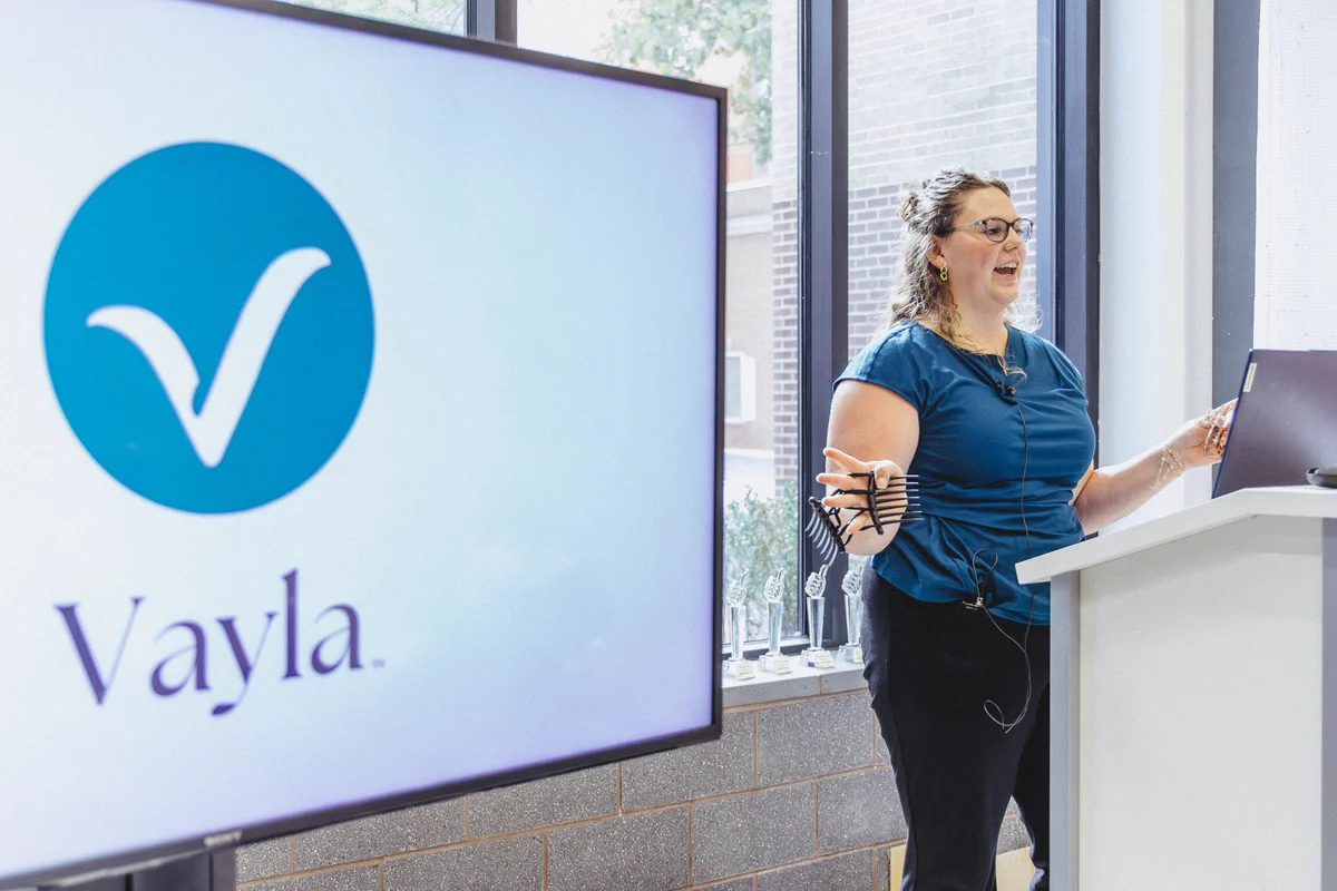 Maya Anderson presenting at FoundersFest hosted by Invent Penn State.