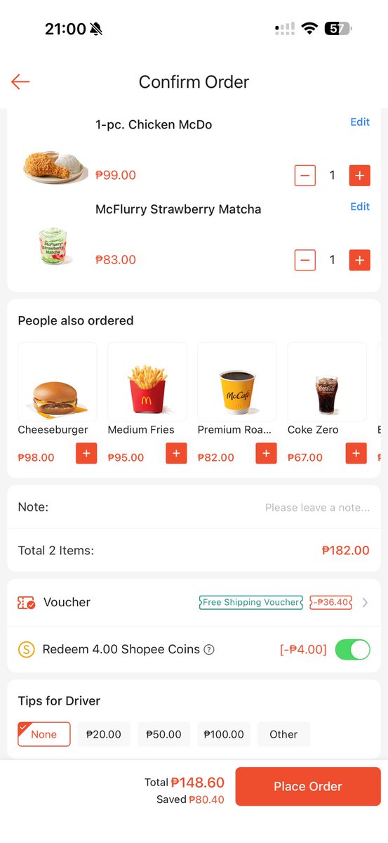tokkiwoni's tweet photo. ngayon ko lang nalaman na pwede na pala magpa-food delivery sa shopee at mas mura siya compared sa foodpanda at grab 🫪 https://t.co/VIrOKbzKi4