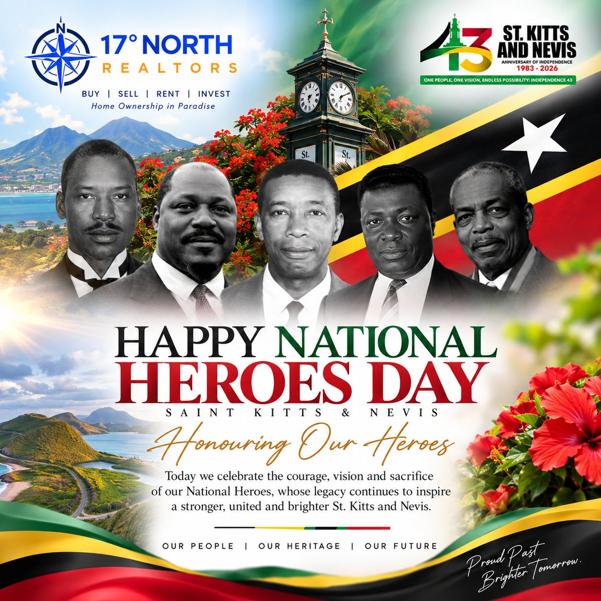 17_DegreesNorth's tweet photo. Today, we honor the National Heroes of St. Kitts and Nevis whose courage, vision, and service helped shape our nation.

Happy National Heroes Day from 17° North Realtors! 🎉

#NationalHeroesDay #StKittsAndNevis #17DegreesNorthRealtors https://t.co/56JLME5emG