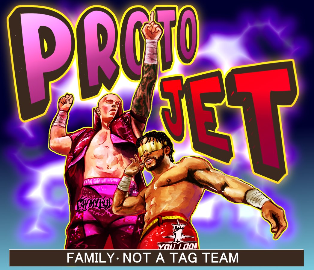 fudjins's tweet photo. HAPPY #PROTOJET DAY!
#AEWDynamite 

@kylefletcherpro @Jet2Flyy 
Tear it up tonight! (Your opponents! Not each other! StayFam!) https://t.co/FTmcu9JFxK