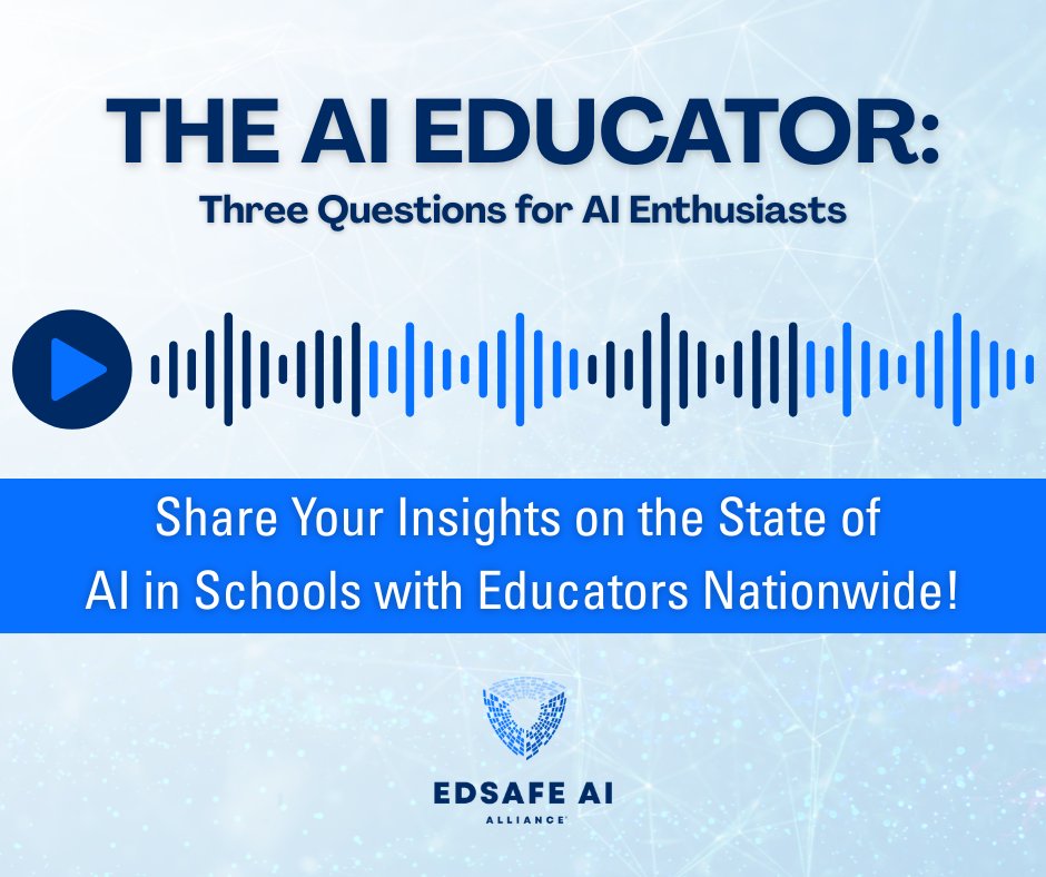 EDSAFEAI's tweet photo. The AI Educator Podcast is looking for guest speakers for upcoming episodes. Share your insights with nationwide educators in under 30 minutes!
Submit your interest here: https://t.co/UwRKAqvOK6
#TheAIEducator #EDSAFE #EdTechCommunity #AIInSchools #EducationPodcast https://t.co/HFQ6BmYlMk