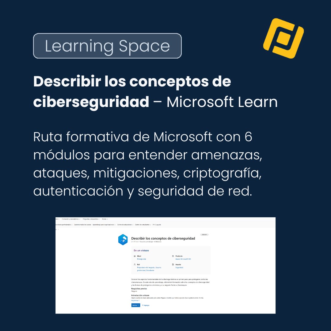 EsProfile's tweet photo. 🔐 4 cursos gratuitos de #ciberseguridad para reforzar tu perfil técnico:

#Cisco, #MicrosoftLearn, #Fundaciontelefónica y #Google #Coursera.

Amenazas, protección de datos, autenticación, seguridad de red y gestión de riesgos.

#Cybersecurity #TechSkills https://t.co/xkmEOTdBfv